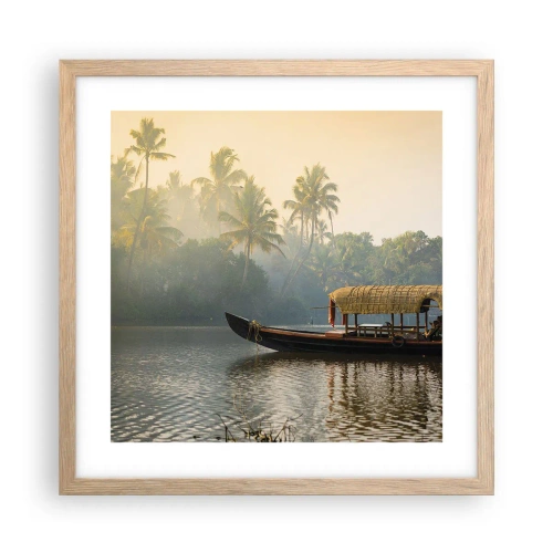 Poster in einem Rahmen aus heller Eiche - Haus am Fluss - 40x40 cm