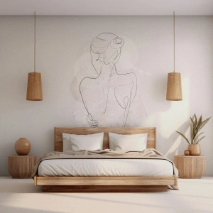Fototapete Standard Eco - Eine zarte Skizze einer weiblichen Silhouette auf hellem Hintergrund - 100x70cm - Wie ein sensibles Instrument - Moderne Wanddekoration für Wohnzimmer und Schlafzimmer ARTTOR