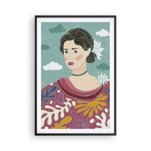 Poster in einem schwarzem Rahmen - Mit Melancholie im Blick - 61x91 cm