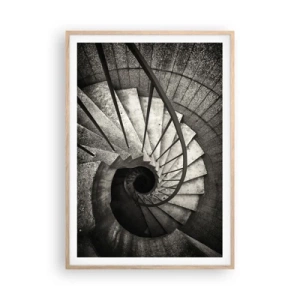 Poster in einem Rahmen aus heller Eiche - Treppe hoch, Treppe runter - 70x100 cm