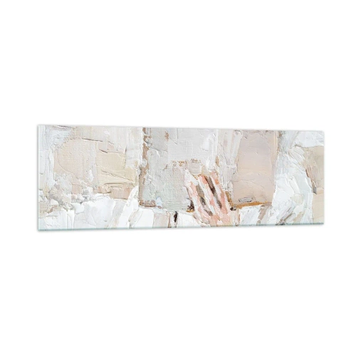 Glasbild - Bild auf glas - Ein impressionistisches Gemälde einer Hand, die ein offenes Buch hält. - 160x50cm - In einer anderen Welt - Moderne Wanddekoration für Wohnzimmer und Schlafzimmer ARTTOR