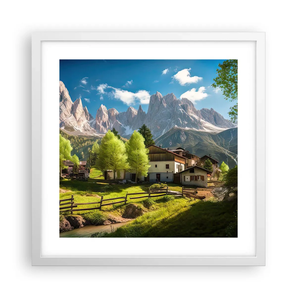 Poster in einem weißen Rahmen - Alpenidylle - 40x40 cm