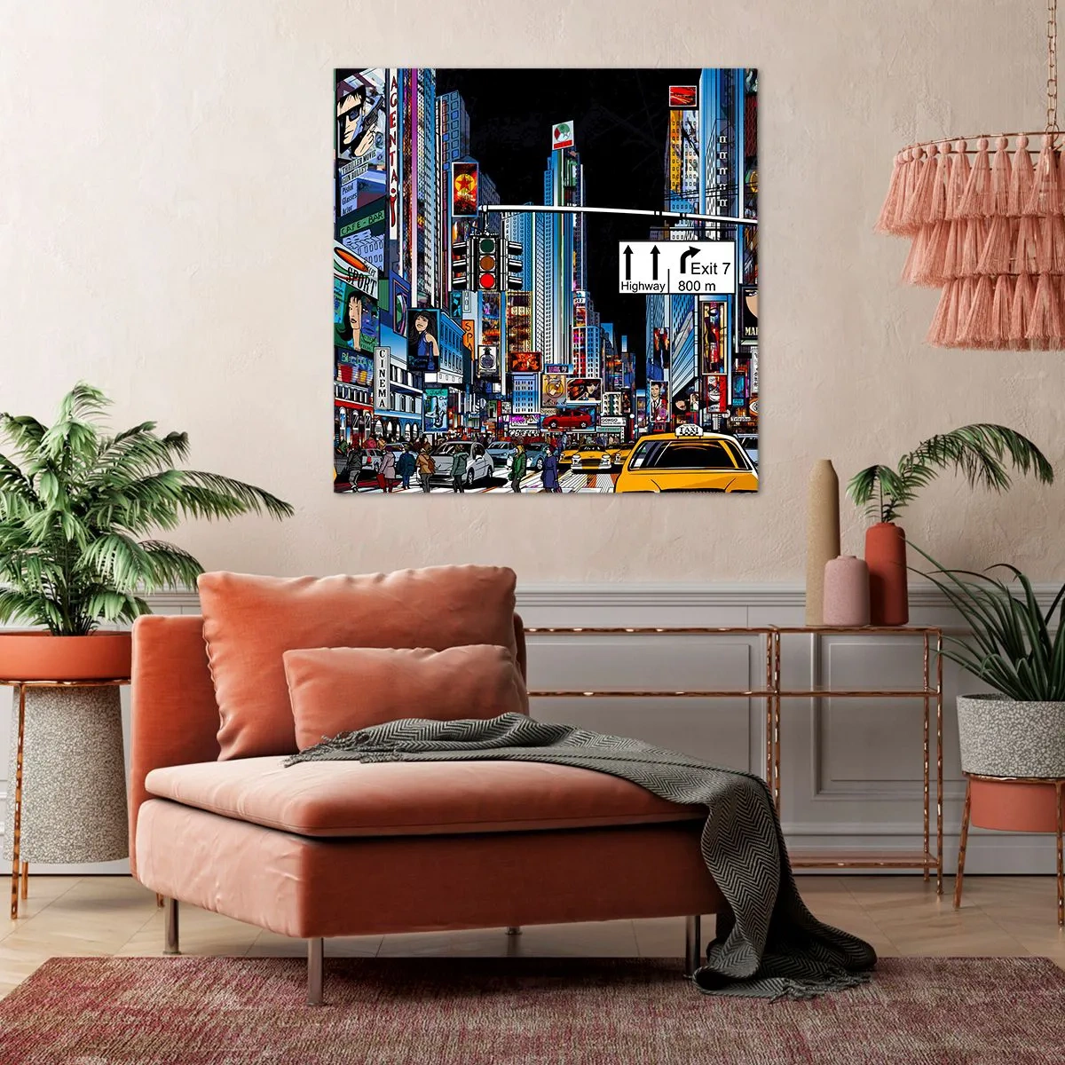 Bild auf Leinwand - Leinwandbild - Comicbuch große Nacht - 50x50 cm