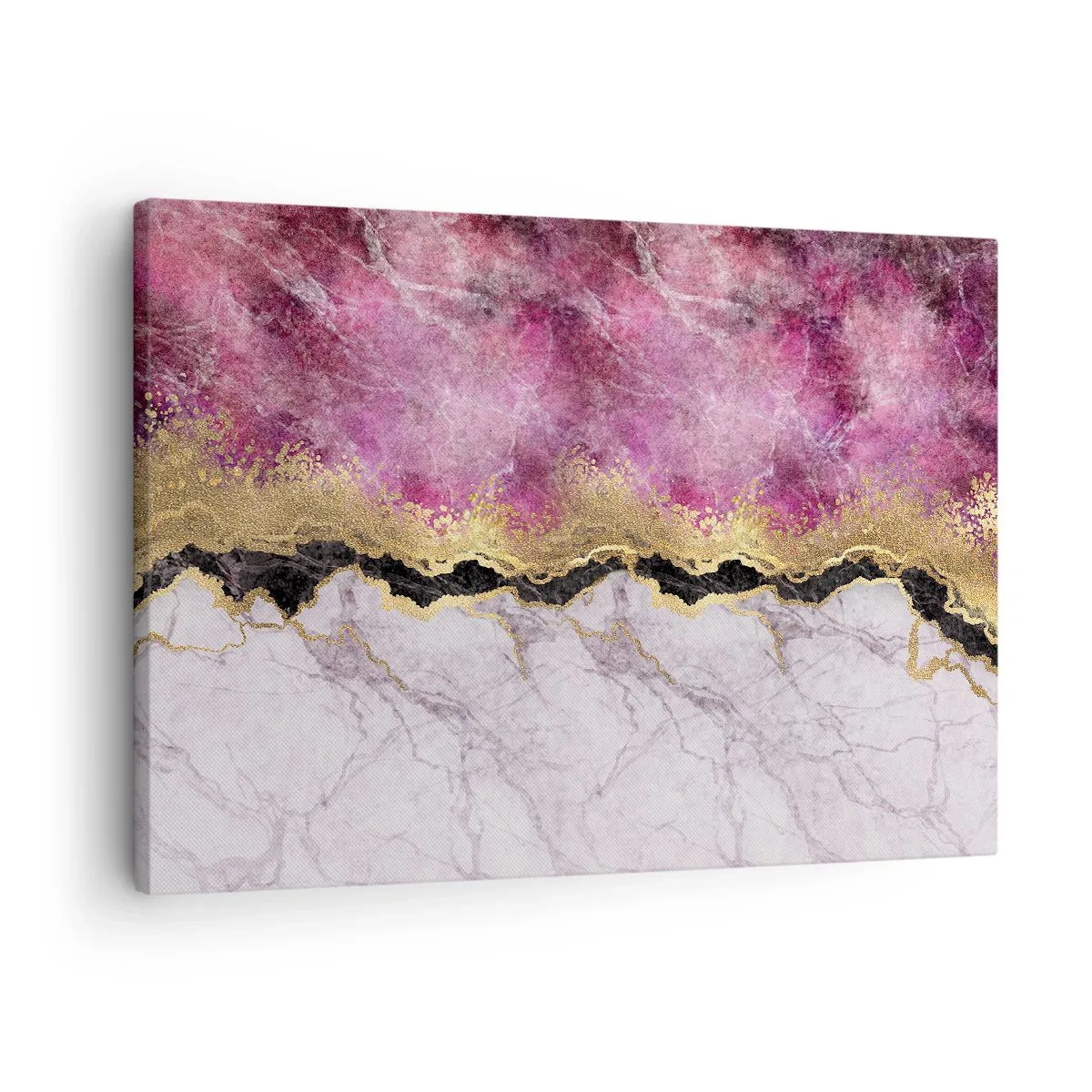Bild auf Leinwand - Leinwandbild - Abstrakter Marmor in Rosatönen mit goldenen Akzenten - 70x50cm - An der Grenze - Moderne Wanddekoration für Wohnzimmer und Schlafzimmer ARTTOR