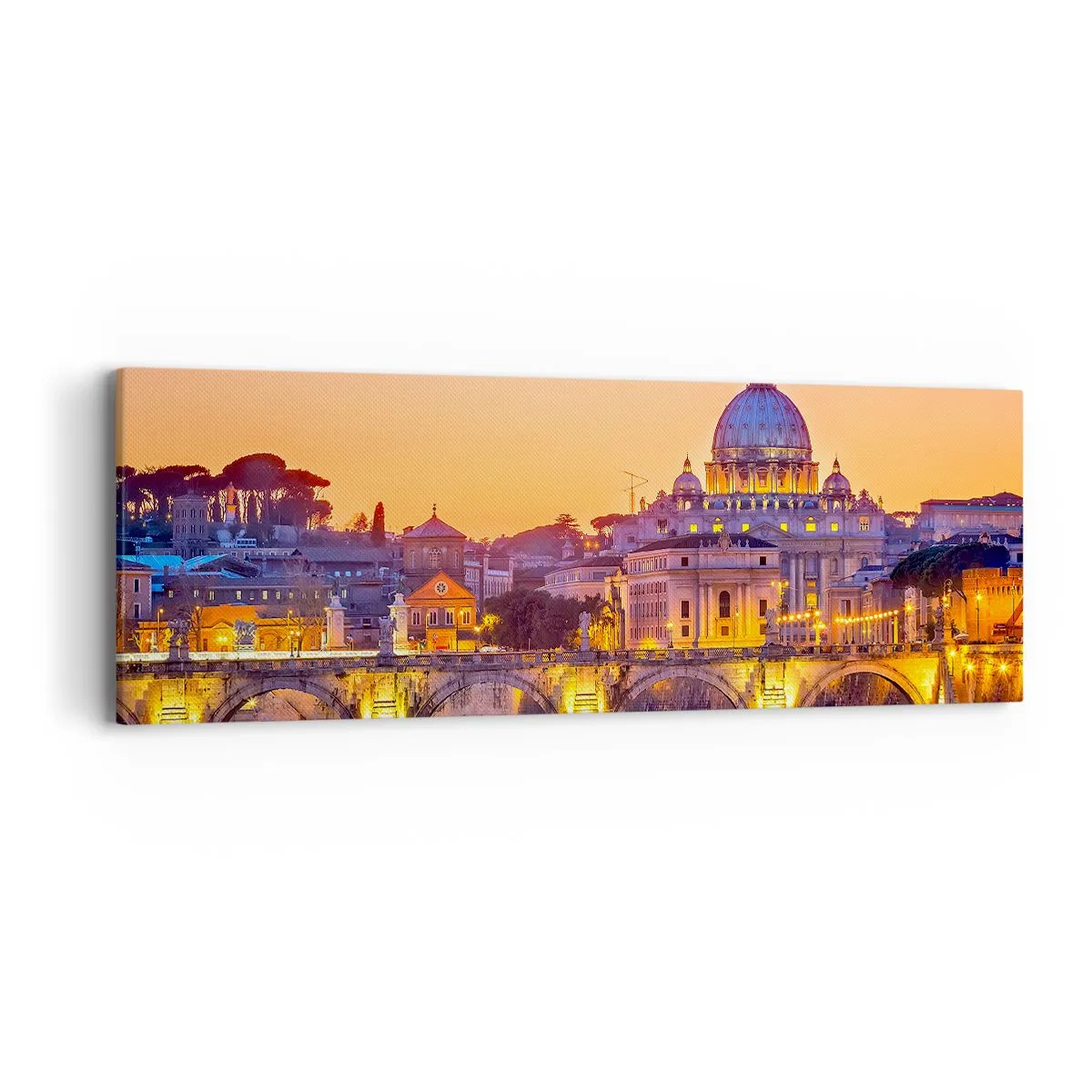 Bild auf Leinwand - Leinwandbild - Sonnenuntergang über der ewigen Stadt - 90x30 cm