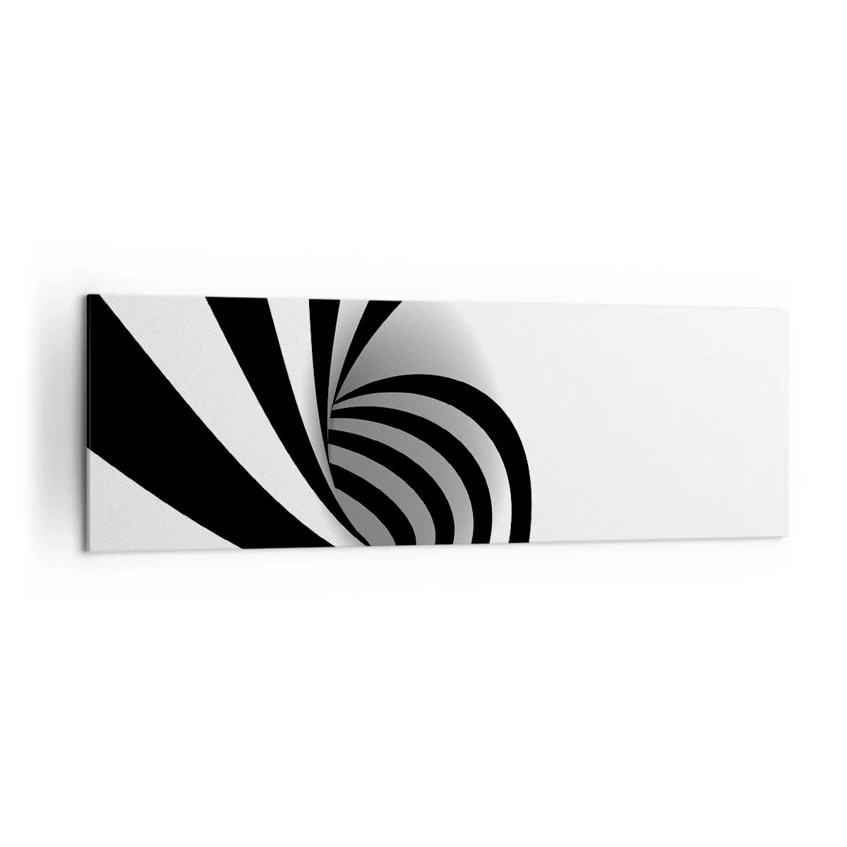 Bild auf Leinwand - Leinwandbild - Abstrakter optischer Wirbel in Schwarzweiß - 160x50cm - Und doch dreht es sich - Moderne Wanddekoration für Wohnzimmer und Schlafzimmer ARTTOR