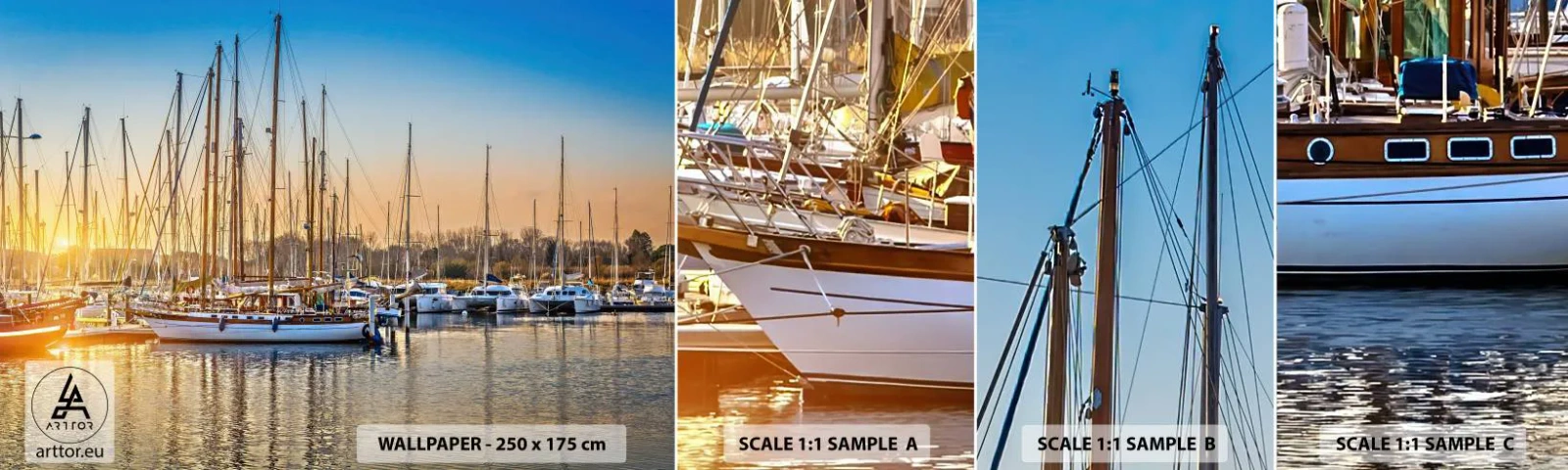 Fototapeten Muster Selbstklebend Deluxe Sticker - Der Wind muss auch schlafen - Landschaft, Yachthafen, Segelboot - 100x30 cm