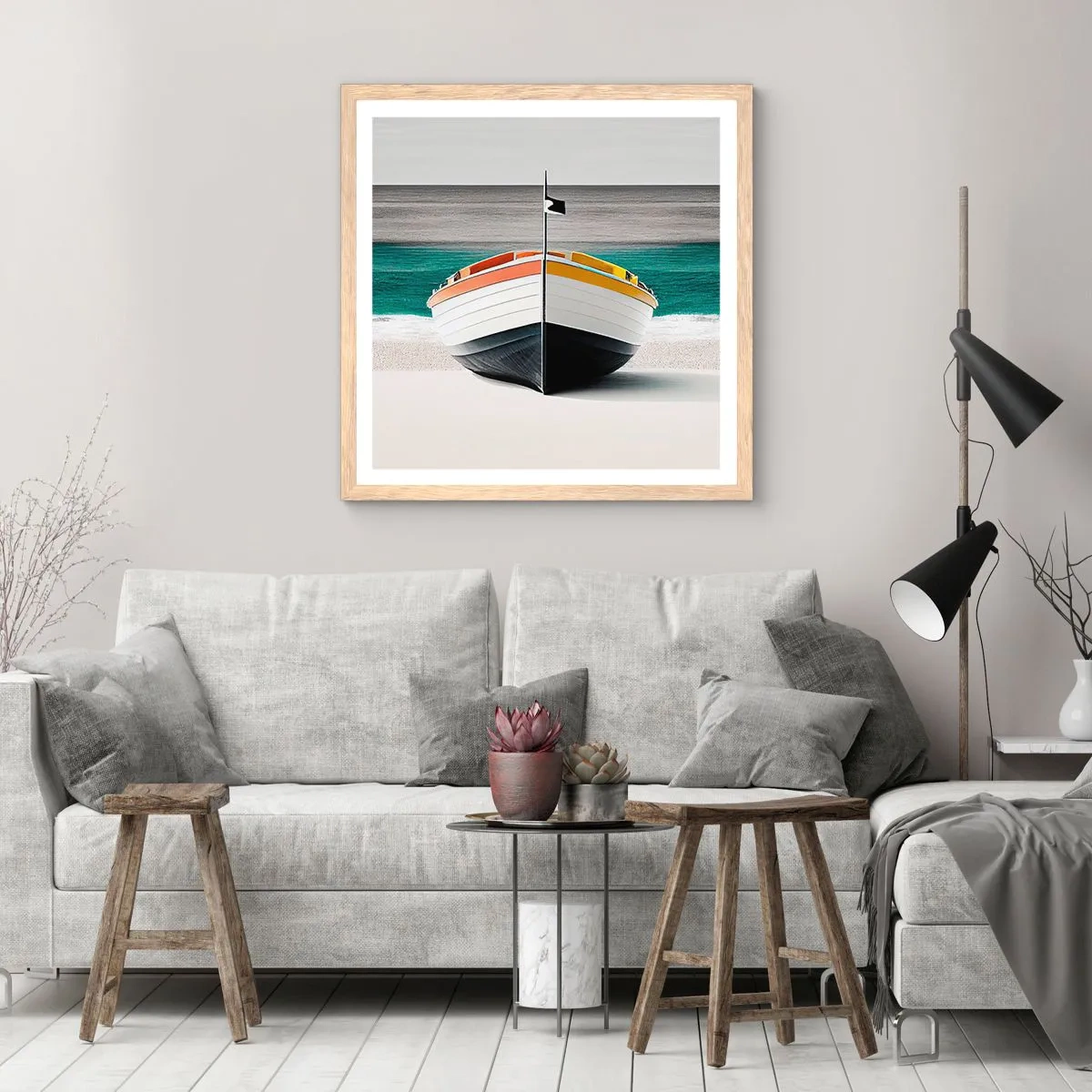 Poster in einem Rahmen aus heller Eiche - An seinem Platz - 60x60 cm