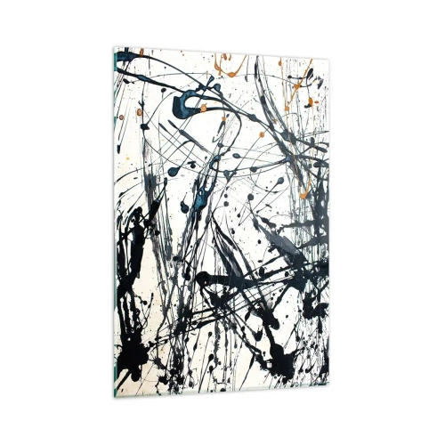 Glasbild - Bild auf glas - Ein abstraktes Gemälde mit Farbspritzern in dynamischen Mustern. - 80x120cm - Expressionistische Abstraktion - Moderne Wanddekoration für Wohnzimmer und Schlafzimmer ARTTOR