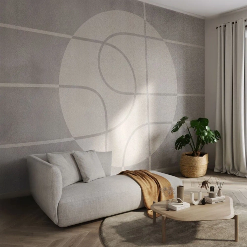 Fototapete Premium Sand - Minimalistische geometrische Komposition - 100x70cm - Kreisförmig und geradeaus - Moderne Wanddekoration für Wohnzimmer und Schlafzimmer ARTTOR