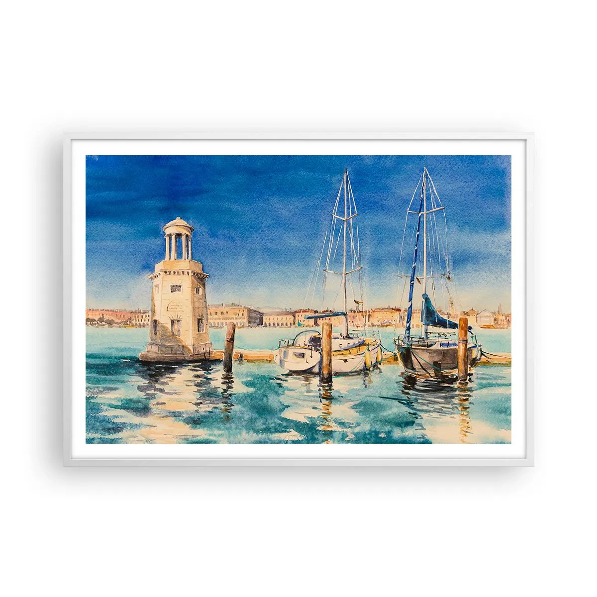 Poster in einem weißen Rahmen - Sonnige Lagune - 100x70 cm