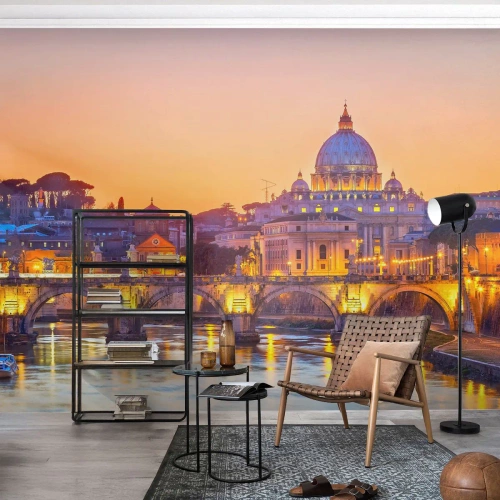 Fototapete Premium Canvas - Sonnenuntergang über der ewigen Stadt - Stadt, Rom, Die Architektur - 400x280 cm