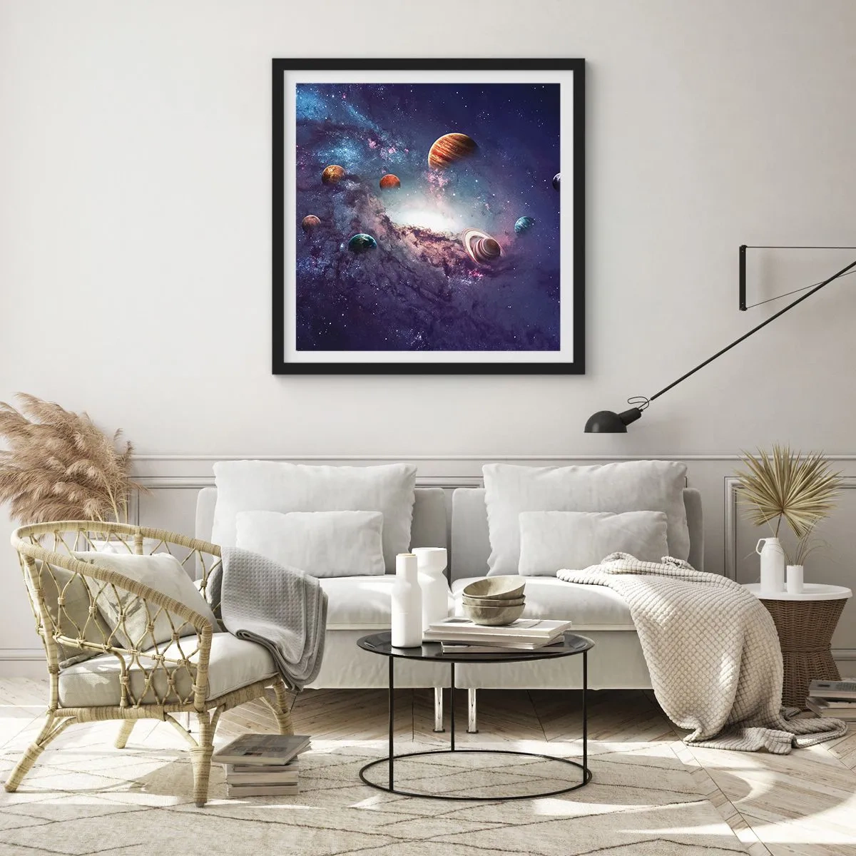 Poster in einem schwarzem Rahmen - Solar-Tanz-System - 60x60 cm