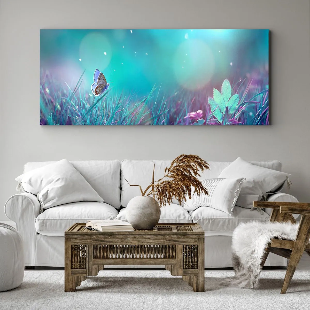 Bild auf Leinwand - Leinwandbild - Das geheime Leben der Wiese - 90x30 cm