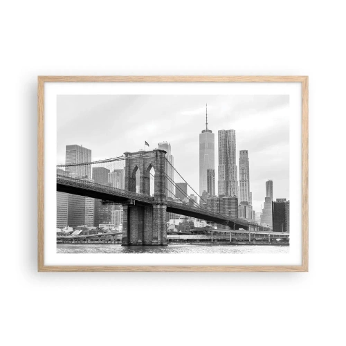 Poster in einem Rahmen aus heller Eiche - New Yorker Atmosphäre - 70x50 cm