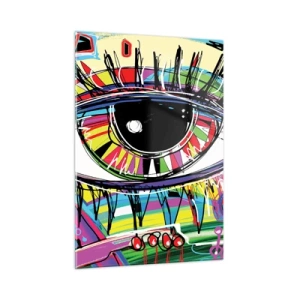 Glasbild - Bild auf glas - Buntes Auge im abstrakten Stil - 50x70cm - Buntes Auge - bunte Seele - Moderne Wanddekoration für Wohnzimmer und Schlafzimmer ARTTOR