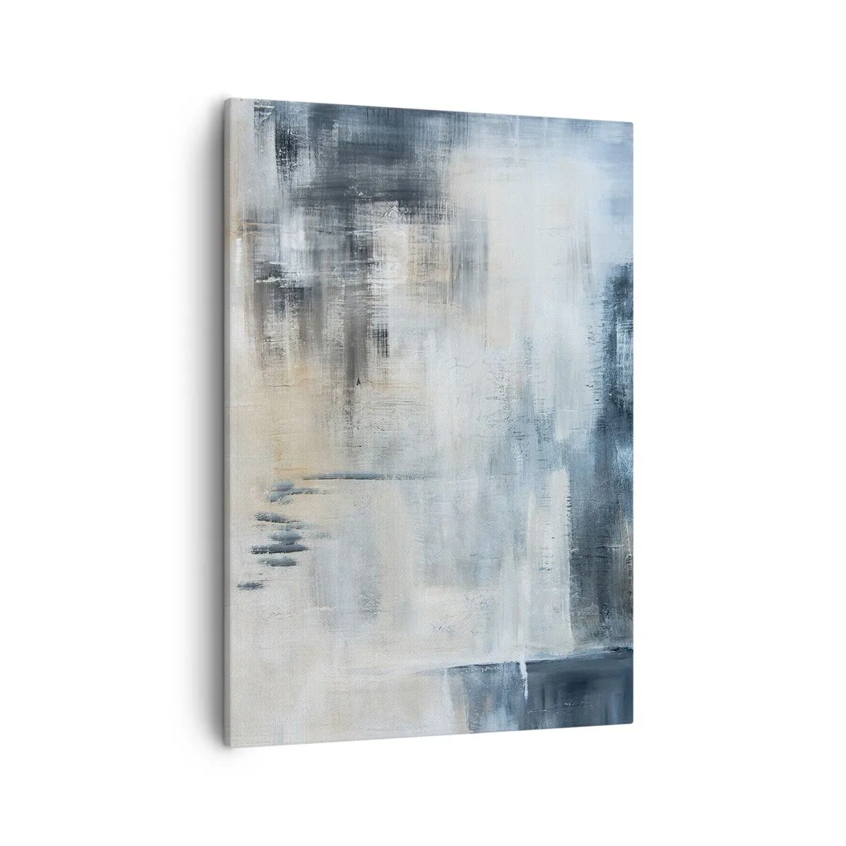 Bild auf Leinwand - Leinwandbild - Abstrakte Komposition in Blau- und Grautönen - 50x70cm - Hinter dem blauen Vorhang - Moderne Wanddekoration für Wohnzimmer und Schlafzimmer ARTTOR