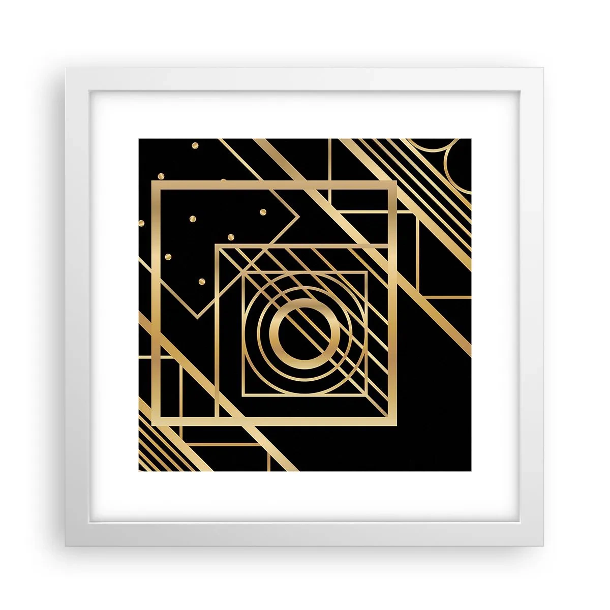 Poster in einem weißen Rahmen - Goldene Geometrie - 30x30 cm