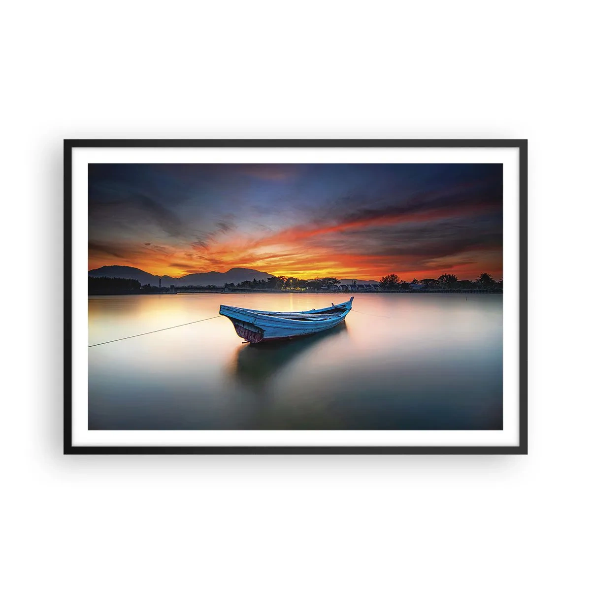 Poster in einem schwarzem Rahmen - Eine gute Nacht kommt - 91x61 cm