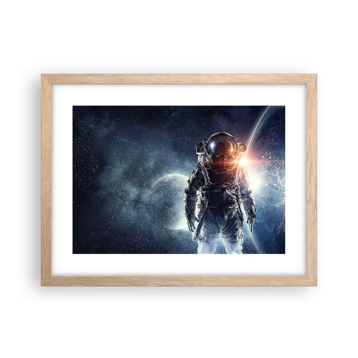 Poster in einem Rahmen aus heller Eiche - Weltraumabenteuer - 40x30 cm