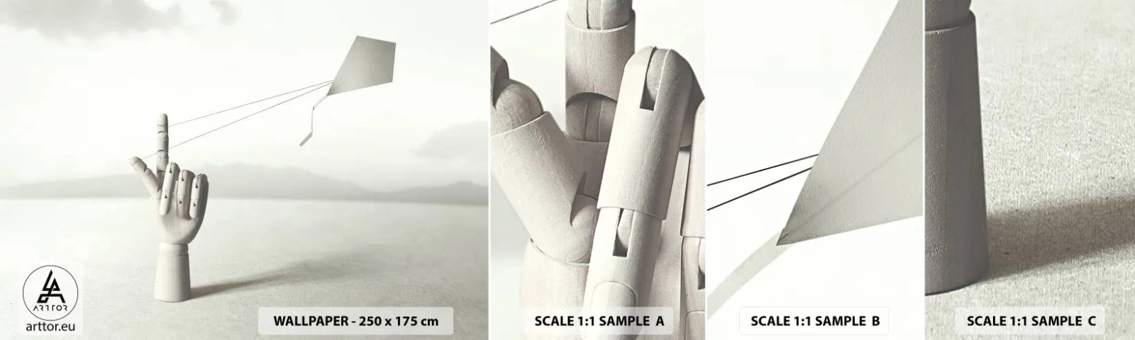 Fototapeten Muster Selbstklebend Deluxe Sticker - Kraftprobe - Abstraktion, Hand, Drachen - 100x30 cm