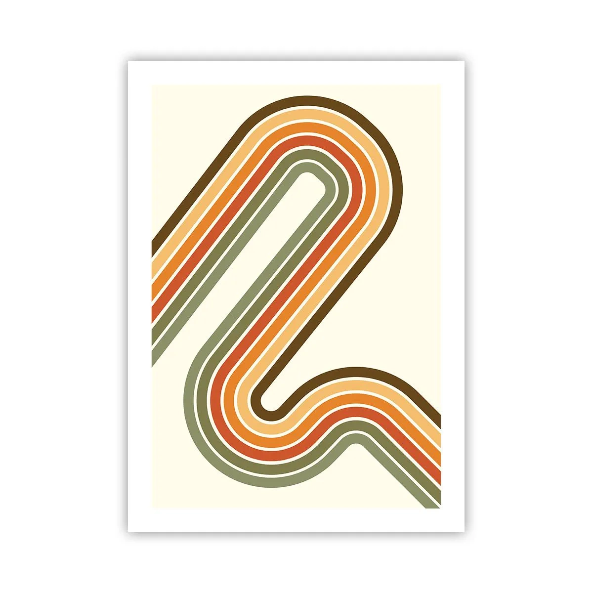 Poster - Bunte Linien im Retro-Stil - 50x70cm - Zickzack zum Ziel - Moderne Wanddekoration für Wohnzimmer und Schlafzimmer ARTTOR