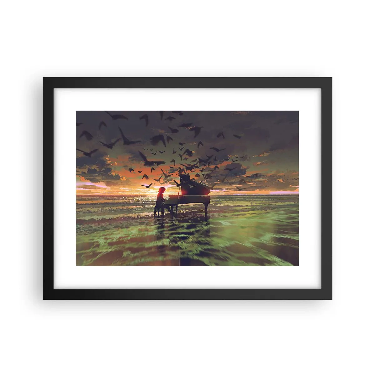 Poster in einem schwarzem Rahmen - Konzert für Klavier und Wellen - 40x30 cm
