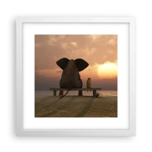 Poster in einem weißen Rahmen - Es tut gut zusammen zu schweigen - 30x30 cm