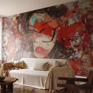 Fototapete Premium Canvas - Niemand weiß, was du wirklich bist - Abstraktion, Porträt einer Frau, Grafik - 500x350 cm