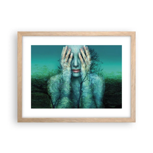 Poster in einem Rahmen aus heller Eiche - Eingetaucht in Blau - 40x30 cm