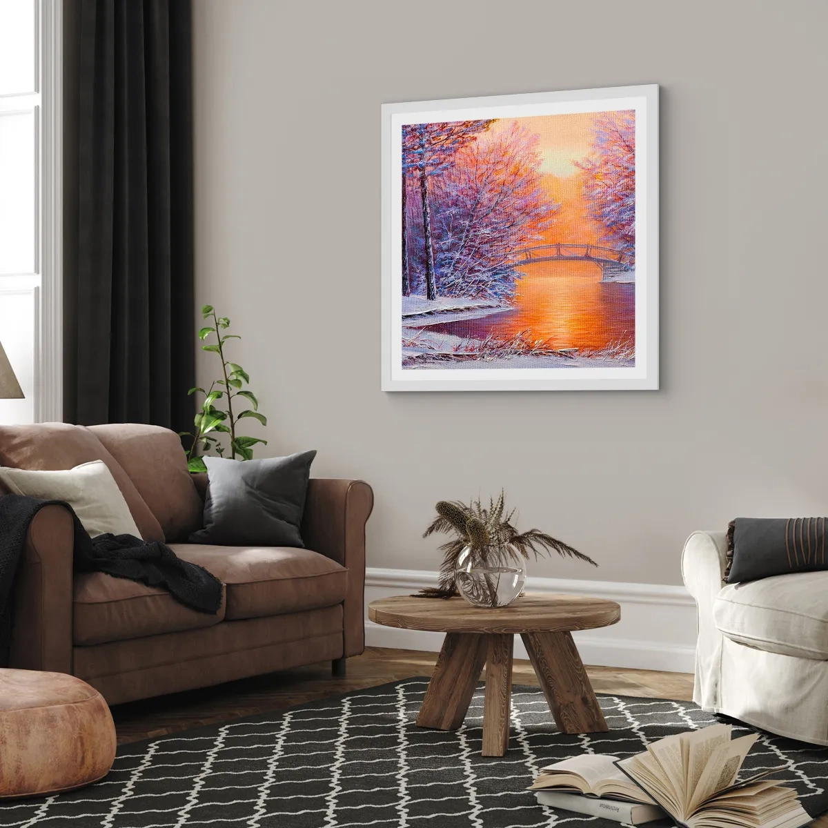 Poster in einem weißen Rahmen - Treffen wir uns hier - 30x30 cm