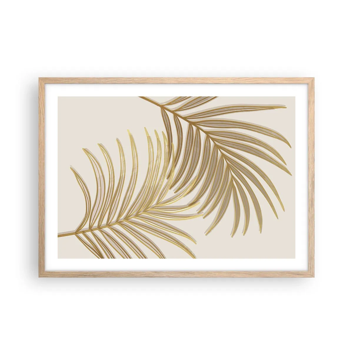 Poster in einem Rahmen aus heller Eiche - Goldene Palme! - 70x50 cm
