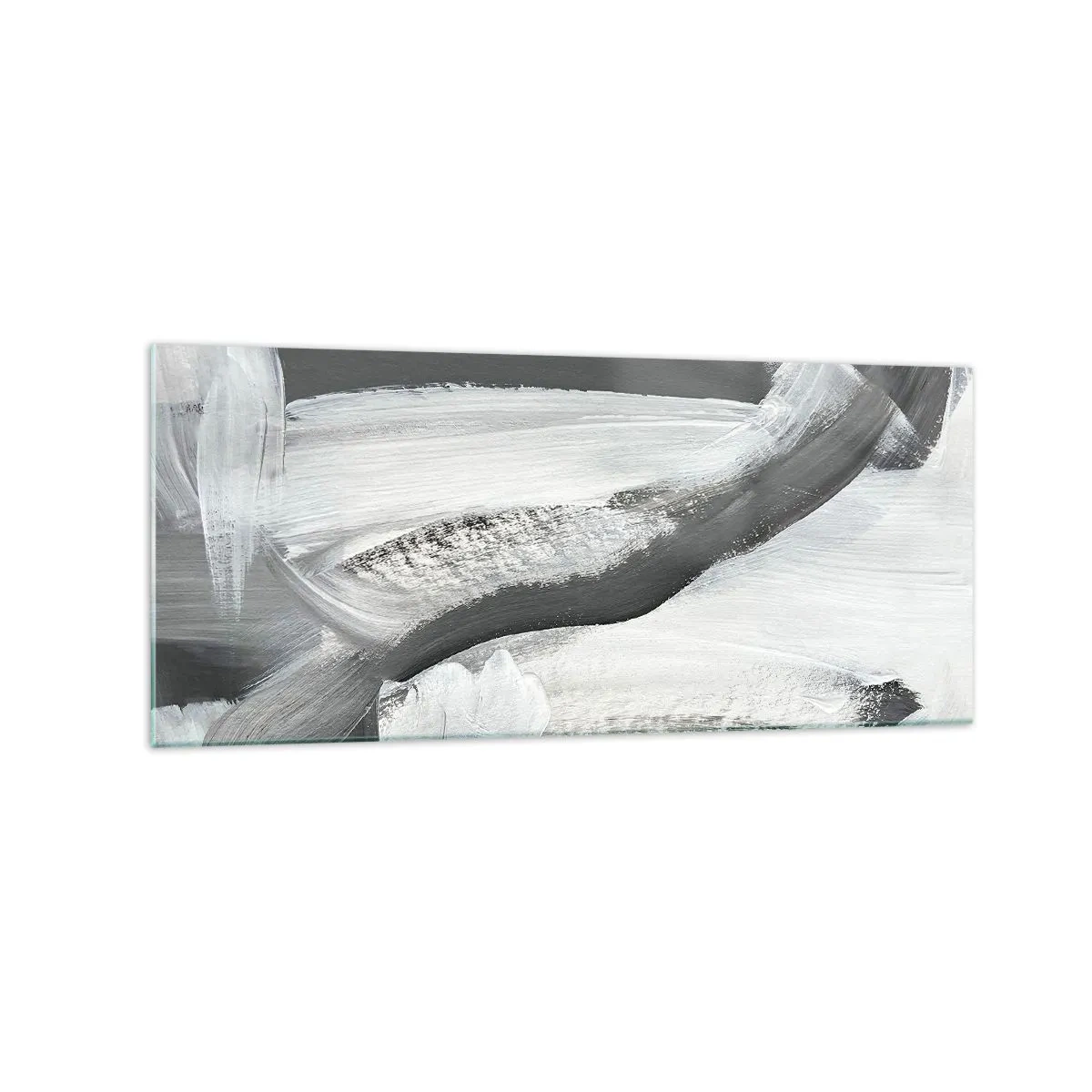 Glasbild - Bild auf glas - Grau-weiße Abstraktion mit dynamischen Linien - 120x50cm - Entscheidender Schritt - Moderne Wanddekoration für Wohnzimmer und Schlafzimmer ARTTOR