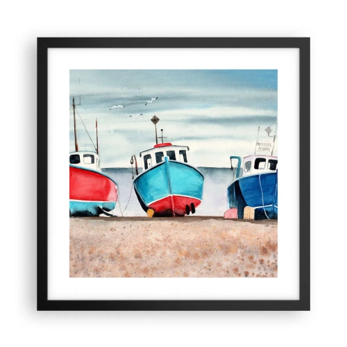 Poster in einem schwarzem Rahmen - Bereit zum Fang - 40x40 cm