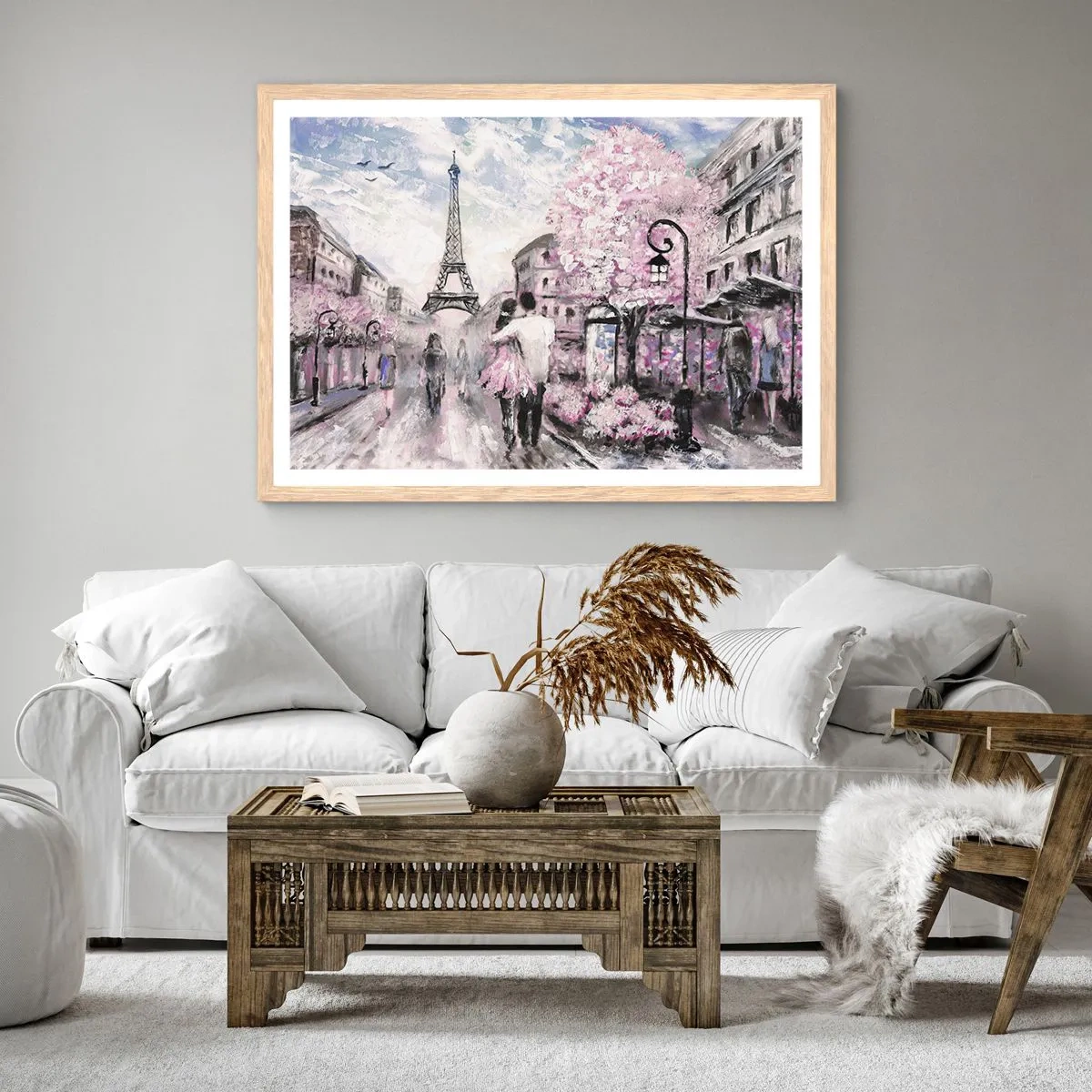 Poster in einem Rahmen aus heller Eiche - Wie man sich verlieben kann, ist nur in ... - 70x50 cm