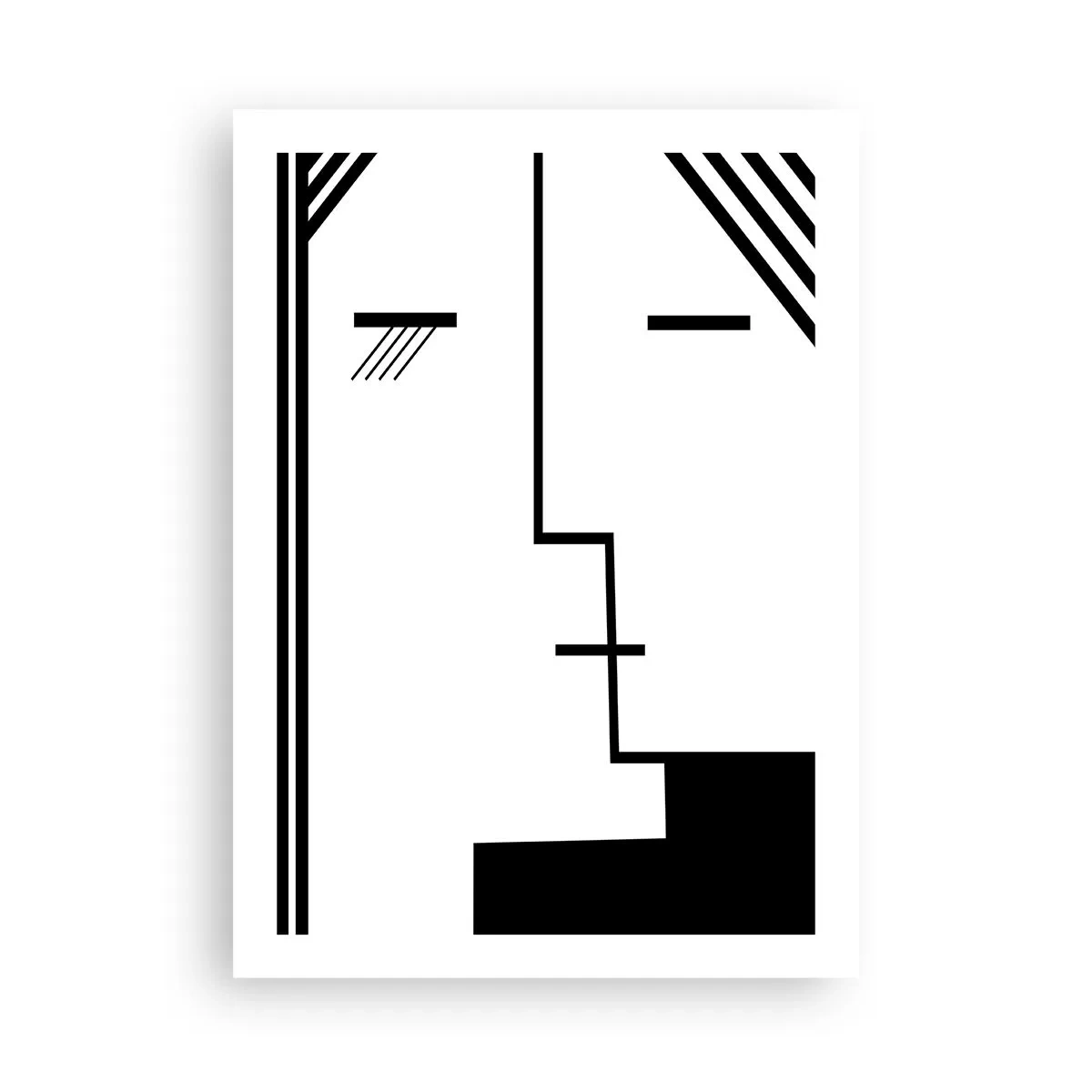 Poster - Ein minimalistisches, abstraktes Gesicht im Schwarz-Weiß-Stil. - 50x70cm - Einfach ein Kuss - Moderne Wanddekoration für Wohnzimmer und Schlafzimmer ARTTOR