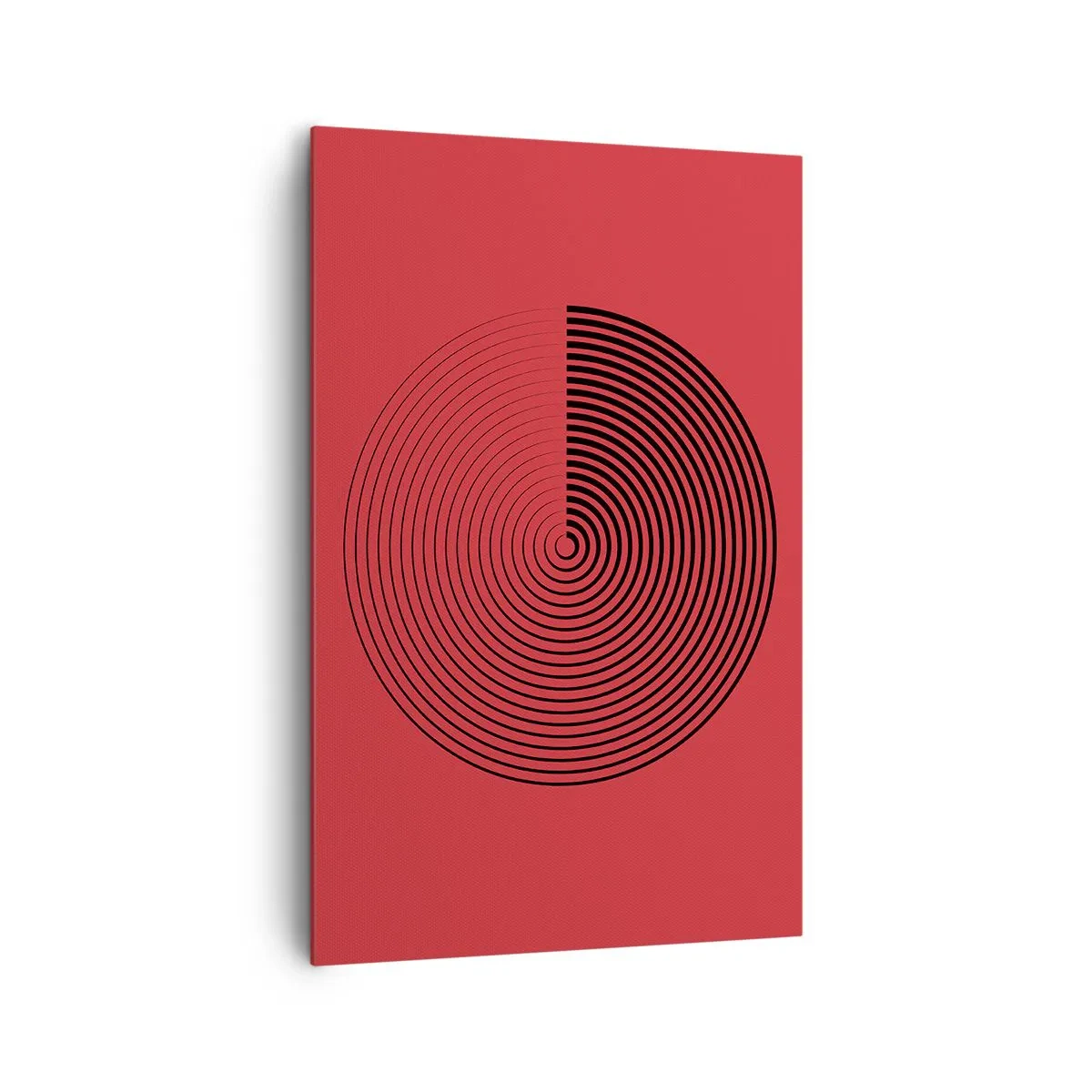 Bild auf Leinwand - Leinwandbild - Konzentrische Kreise auf rotem Hintergrund - 80x120cm - Kreisbewegung - Moderne Wanddekoration für Wohnzimmer und Schlafzimmer ARTTOR