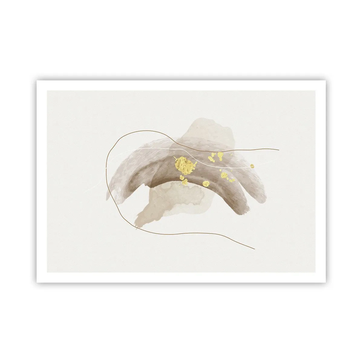 Poster - Eine abstrakte Komposition in Beige- und Goldtönen. - 100x70cm - Im Weltraum begegnet - Moderne Wanddekoration für Wohnzimmer und Schlafzimmer ARTTOR