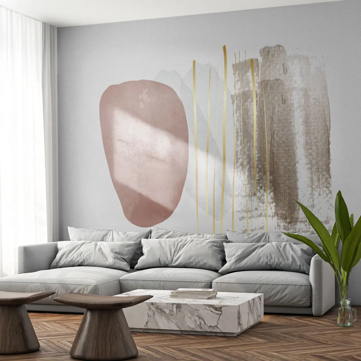 Fototapete Premium Canvas - Abstrakte Kolonnade - Abstraktion, Stück, Modernes Muster - 400x280 cm