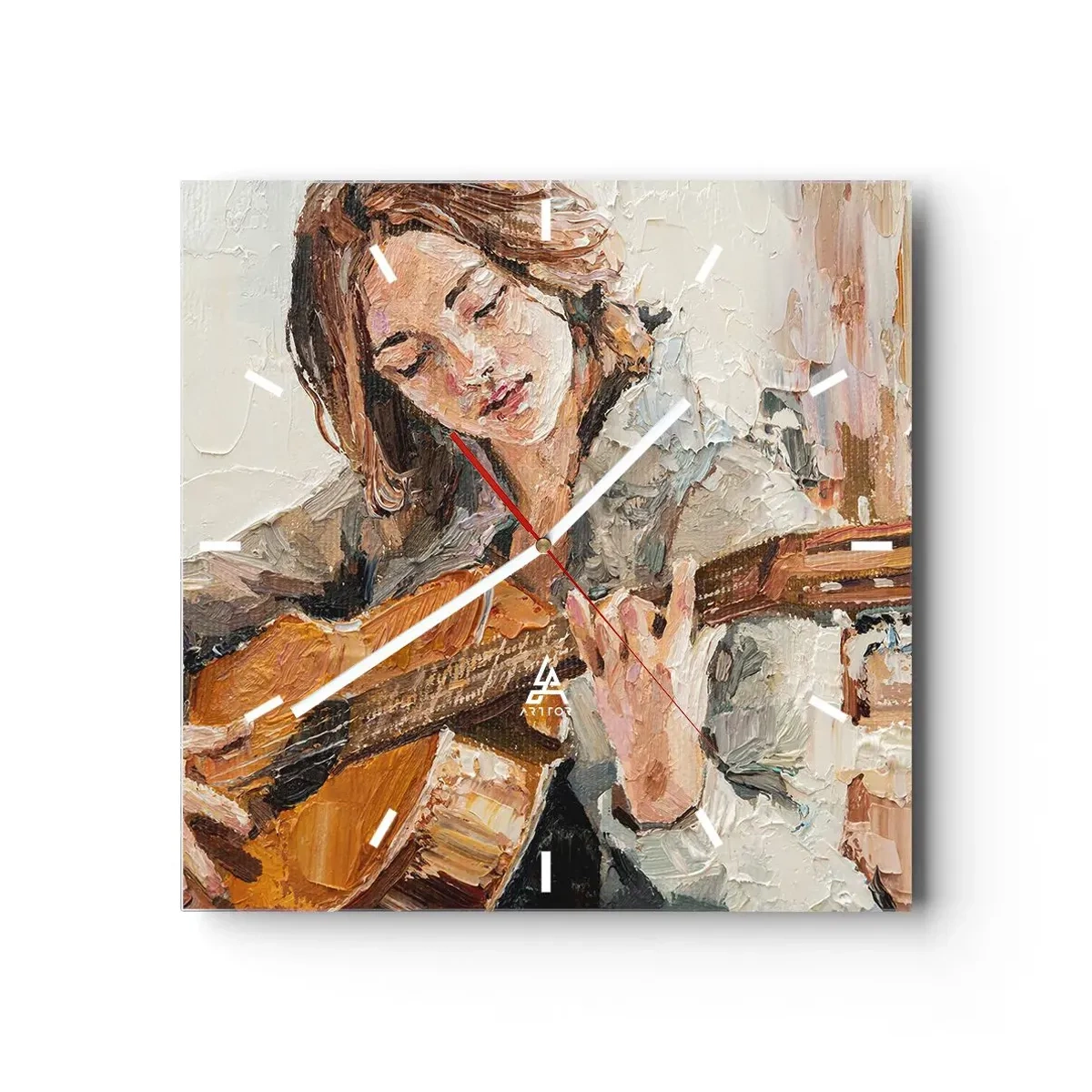 Wanduhr - Glasuhr - Konzert für Gitarre und Mädchenherz - 40x40 cm