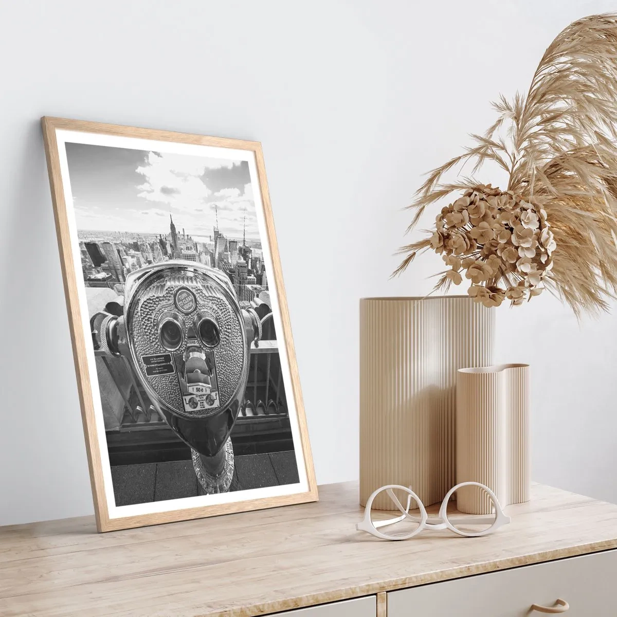 Poster in einem Rahmen aus heller Eiche - Stadt über den Städten - 30x40 cm