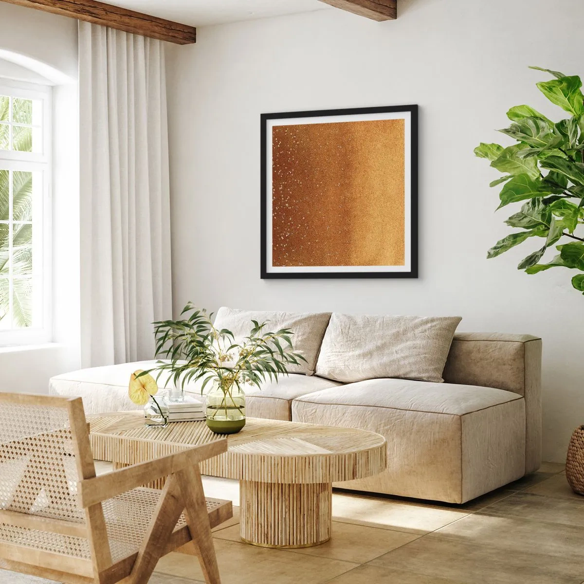 Poster in einem schwarzem Rahmen - Die Geburt des Lichts - 40x40 cm