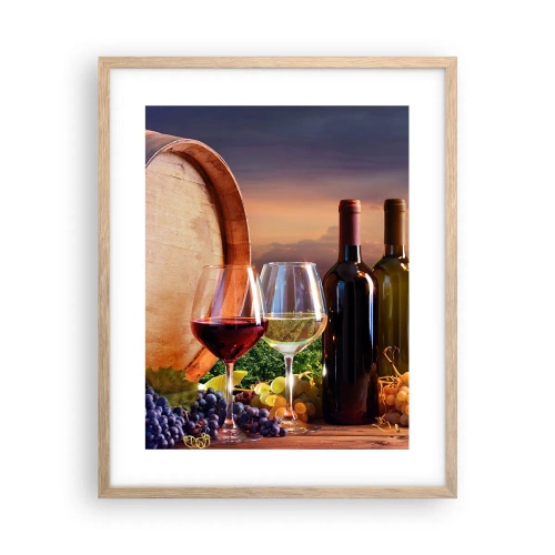 Poster in einem Rahmen aus heller Eiche - Hier schmeckt das Leben - 40x50 cm