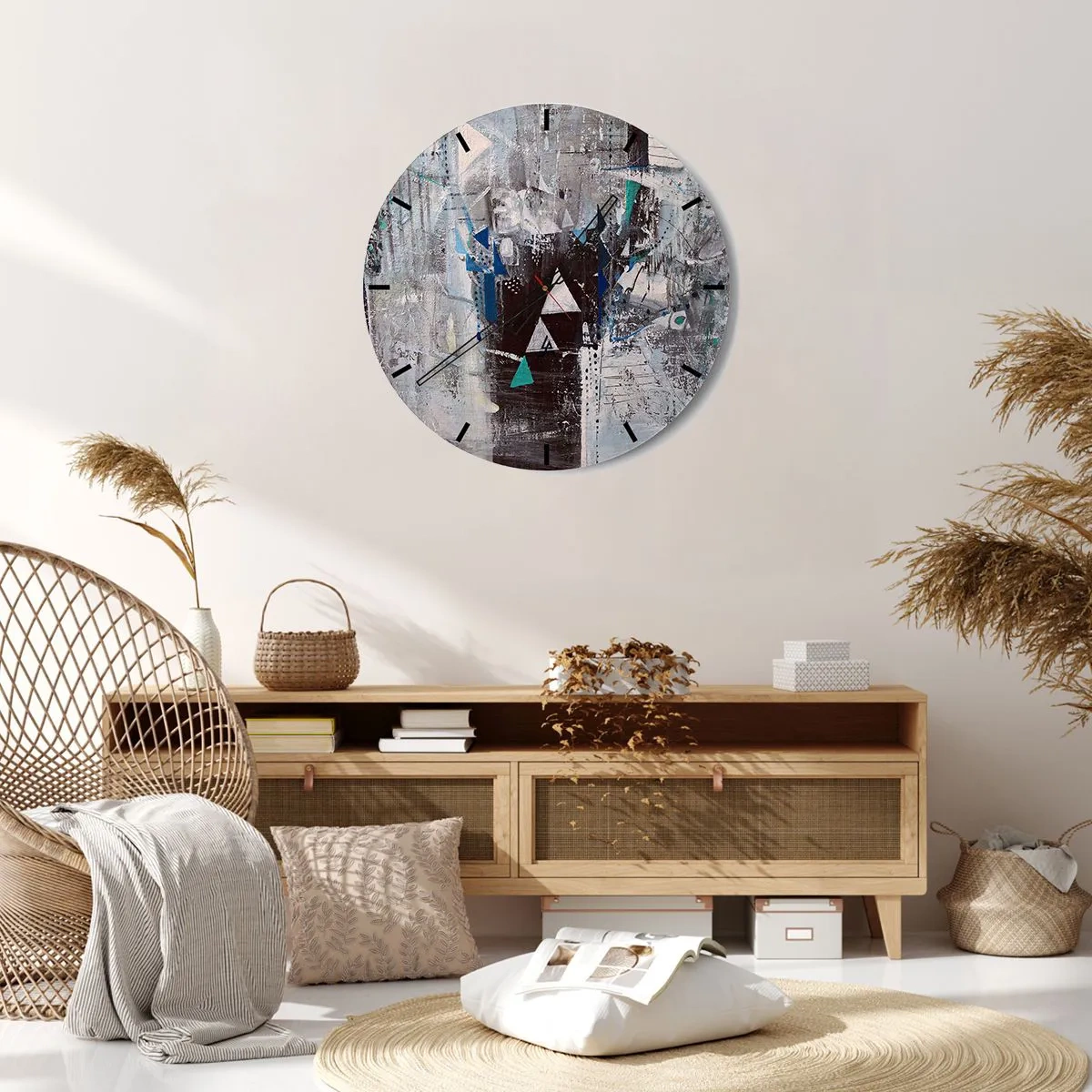 Wanduhr - Glasuhr - Überschreibende Reihenfolge der Dreiecke - 30x30 cm