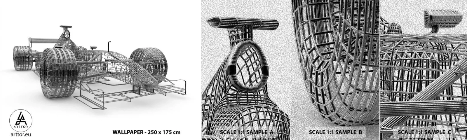 Fototapeten Muster Premium Sand - Perfektes Design – die Idee von Schwung - 3D, Rennauto, Grafik - 100x30 cm