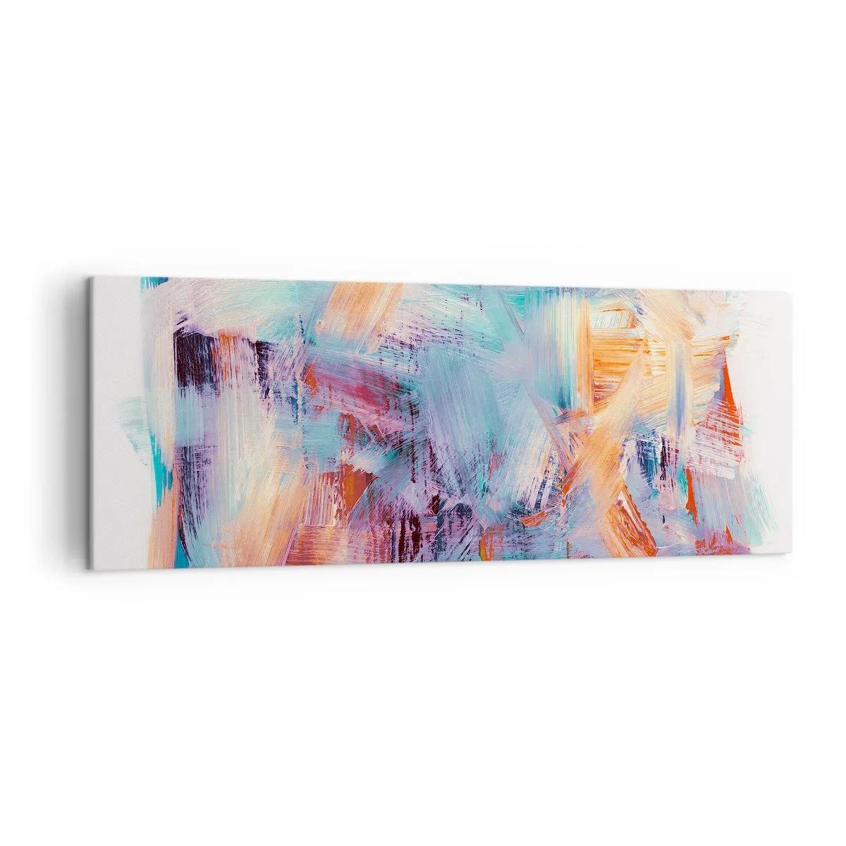 Bild auf Leinwand - Leinwandbild - Bunte Pinselstriche in einer abstrakten Komposition - 140x50cm - Buntes Durcheinander - Moderne Wanddekoration für Wohnzimmer und Schlafzimmer ARTTOR