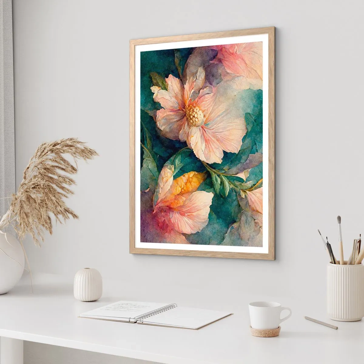 Poster in einem Rahmen aus heller Eiche - Pure Subtilität - 70x100 cm