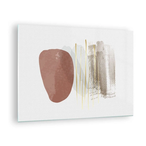 Glasbild - Bild auf glas - Minimalistische Abstraktion mit beigen und braunen Formen - 70x50cm - Abstrakte Kolonnade - Moderne Wanddekoration für Wohnzimmer und Schlafzimmer ARTTOR