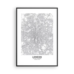 Poster in einem schwarzem Rahmen - Karte des Labyrinths von London - 70x100 cm