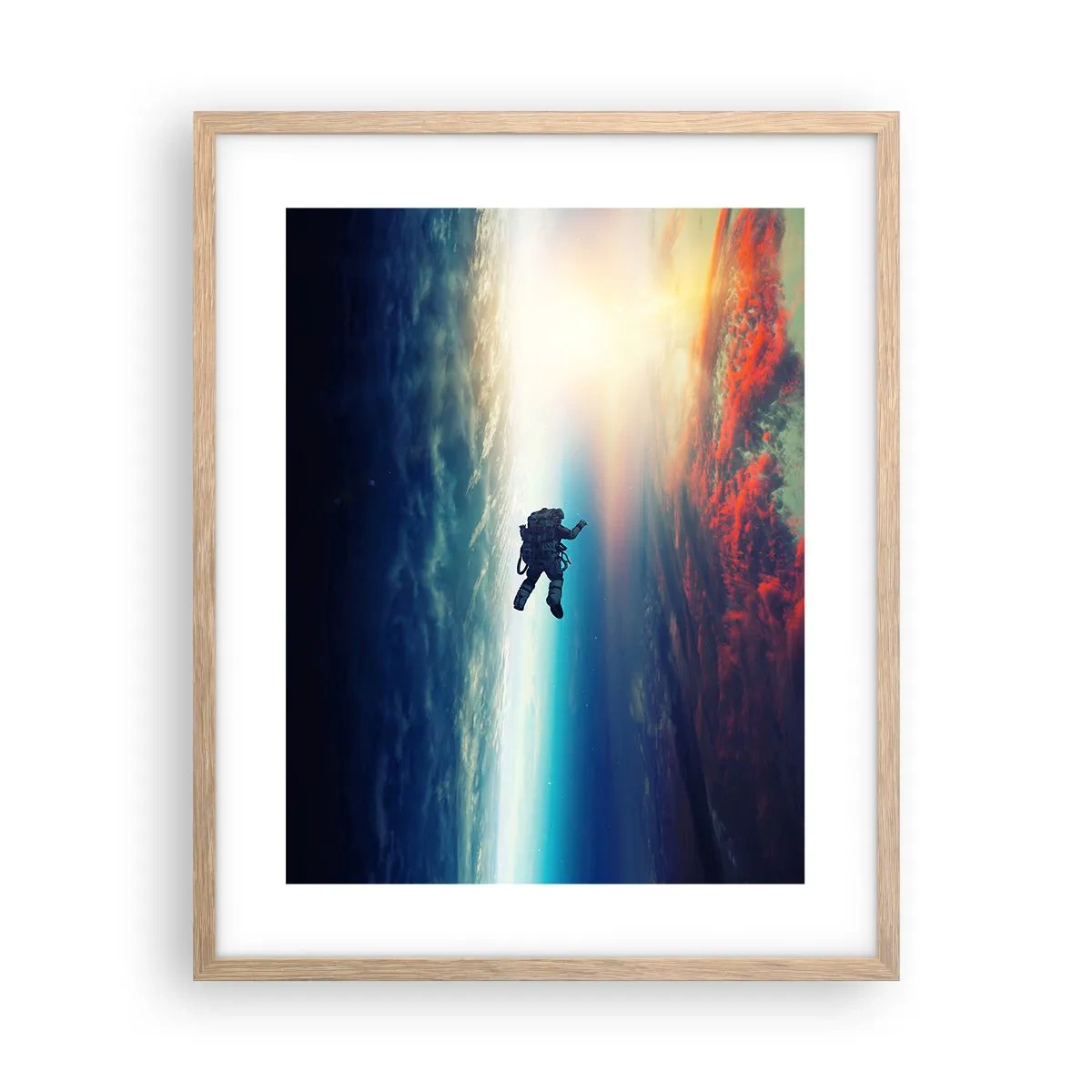 Poster in einem Rahmen aus heller Eiche - Sich dem Universum stellen - 40x50 cm